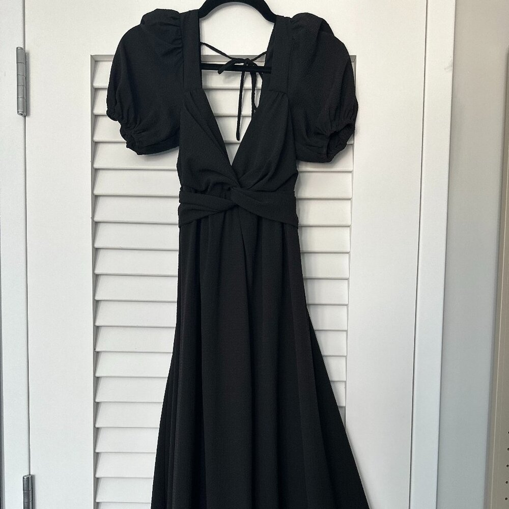 ASTR the Label Tie Back Puff Sleeve Midi Dress, Size S